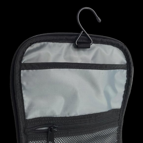 New Amazon Basics Dopp Kit Bag Zip Zippered Travel Pouch Bag Black Pockets - Picture 11 of 12